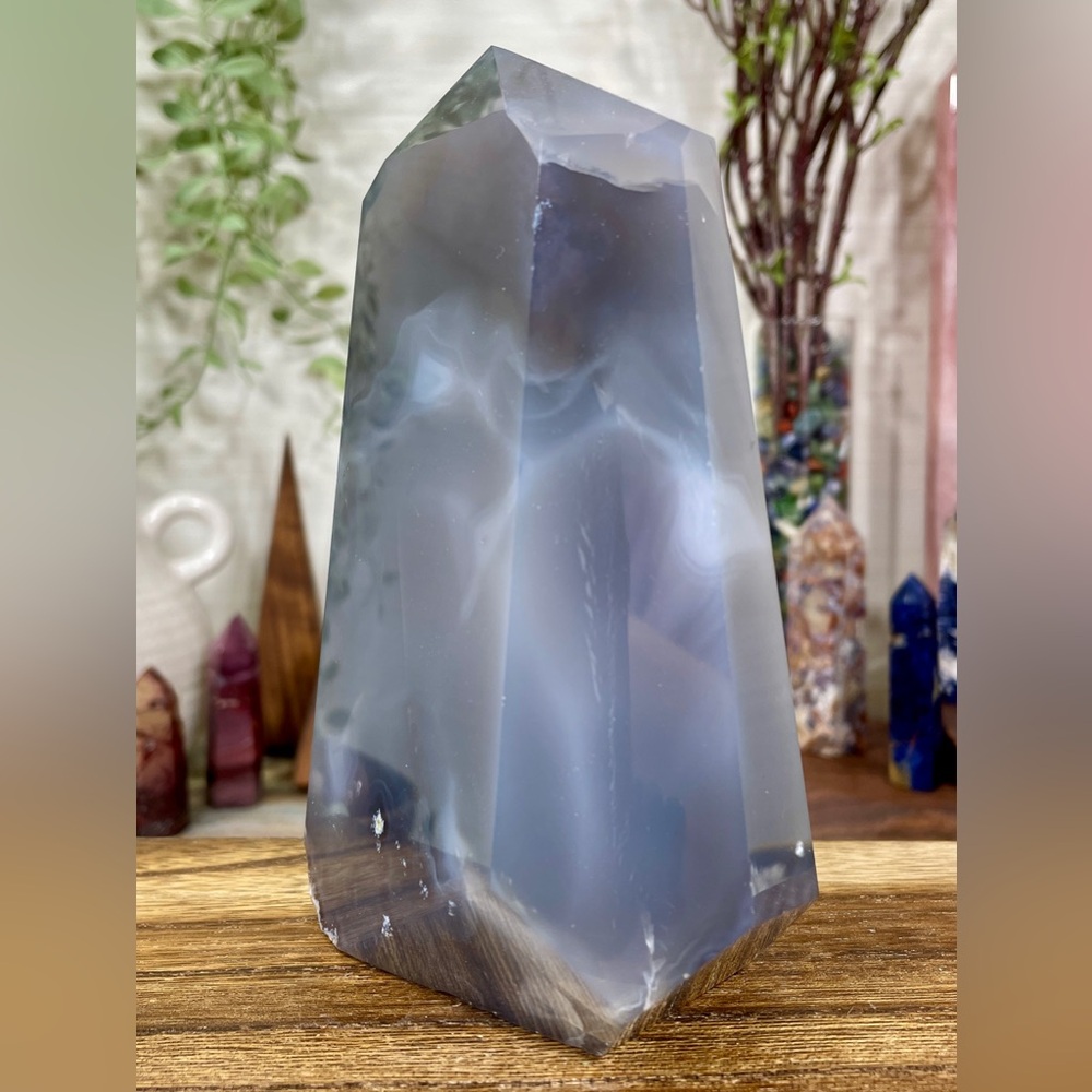 1615 Blue Agate Crystal Tower with Large Druzy Cave - Picture 11 of 17